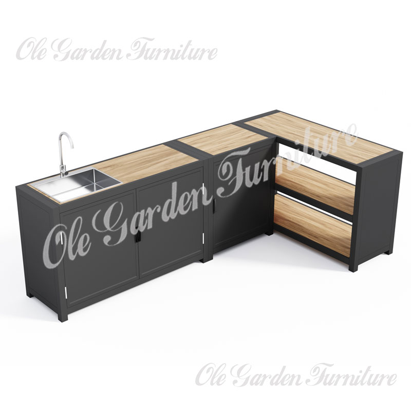 AL3047 JULIAN aluminium 3pcs outdoor kitchen barbecue storage cabinet set