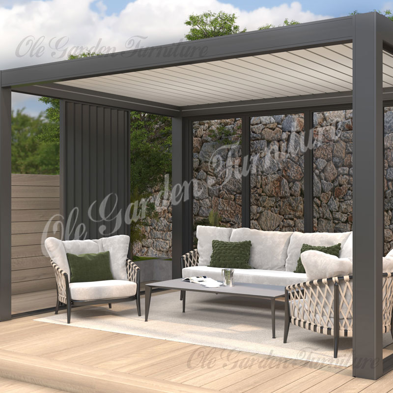 LUCAS GOL-44110 Electric Louvered All-Weather Outdoor Pergola